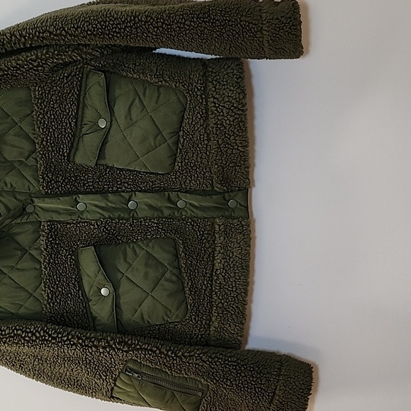 Rails Peyton Quilted Fleece Jacket  Olive Green Sherpa Jacket Sz Small - Picture 12 of 16